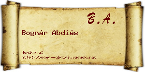 Bognár Abdiás névjegykártya